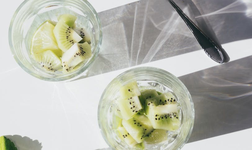sliced kiwis in a glass bowl at Florie's in Palm Beach