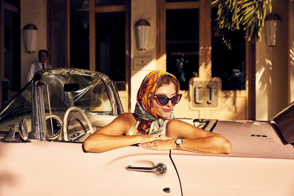 a person sitting in a car