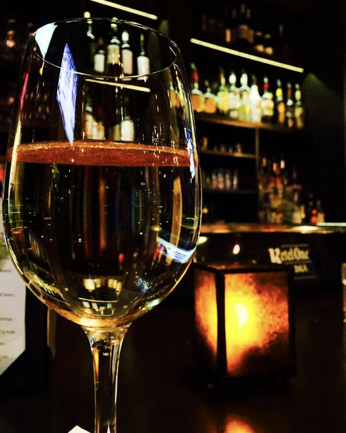 a close up of a wine glass