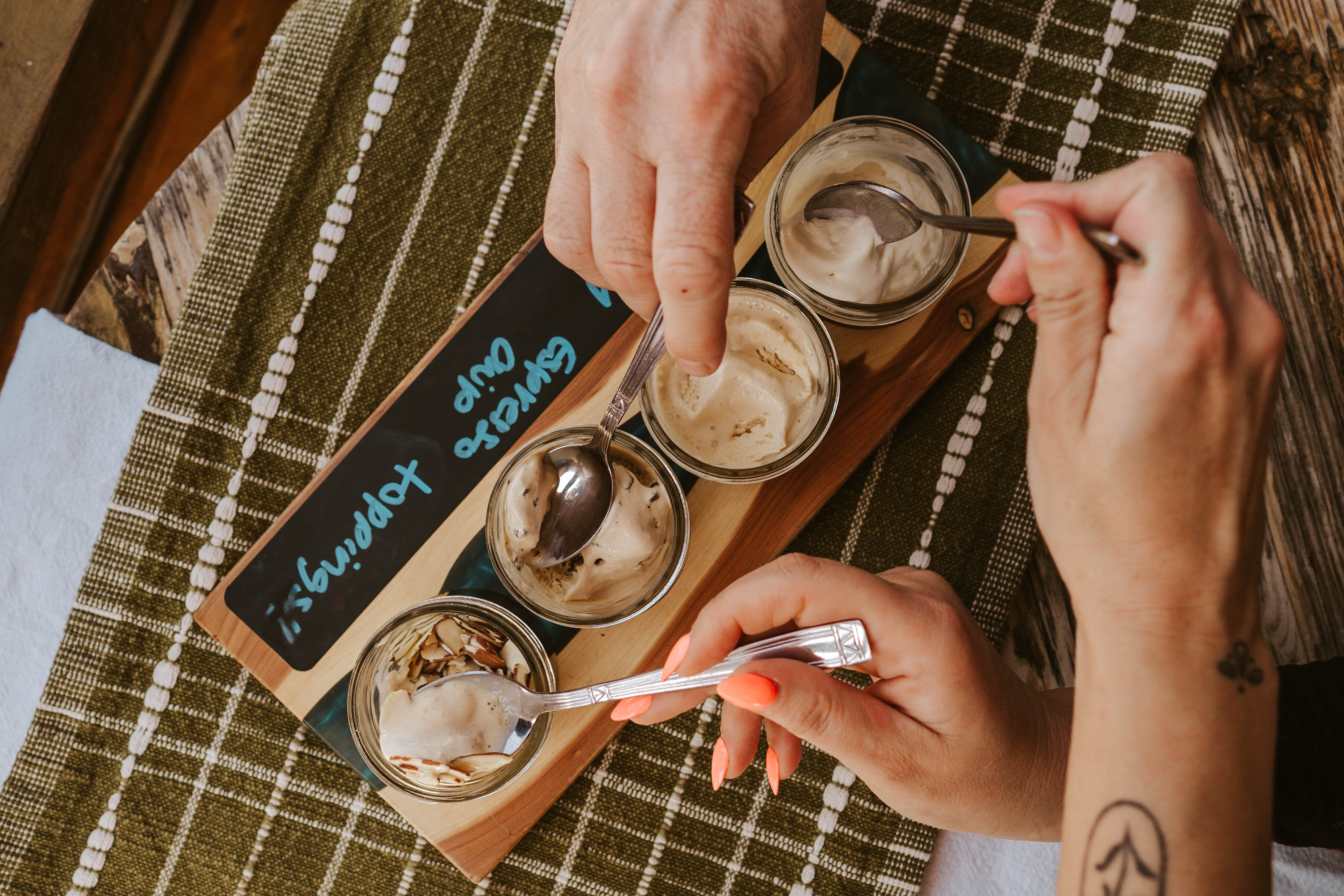 Milo Ice Cream Flight with toppings - to be shared!