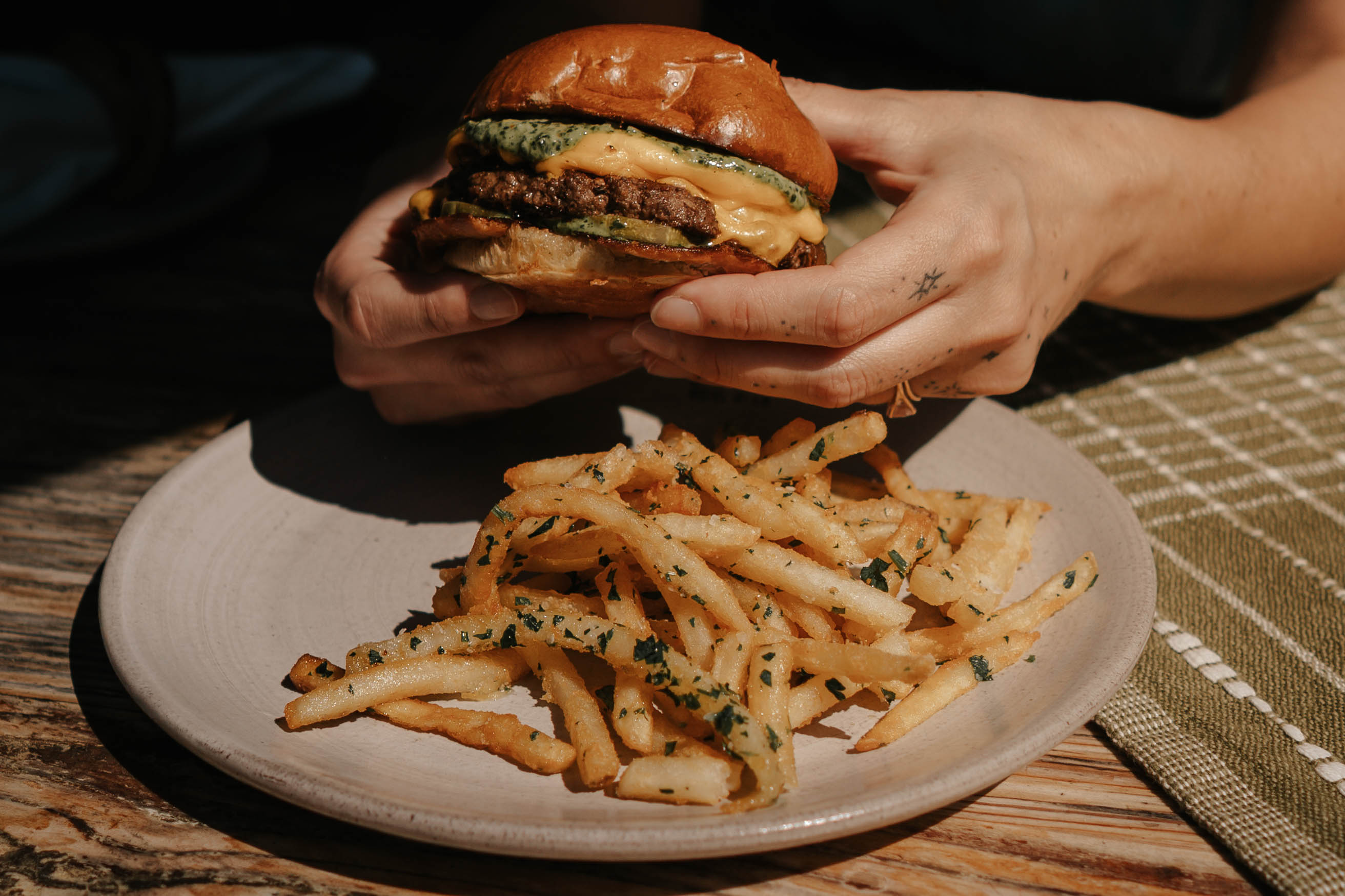 The MAD Burger with herbed fries