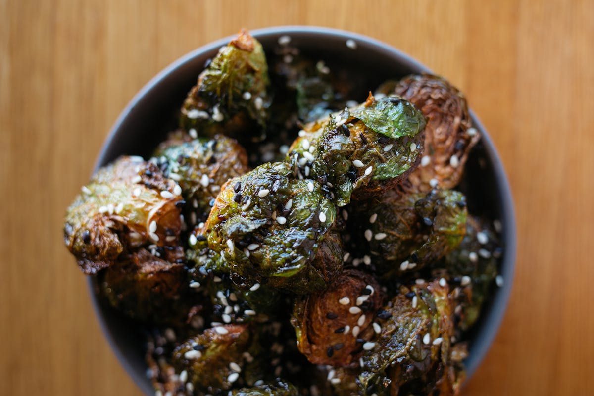 a close up of food on a wooden table