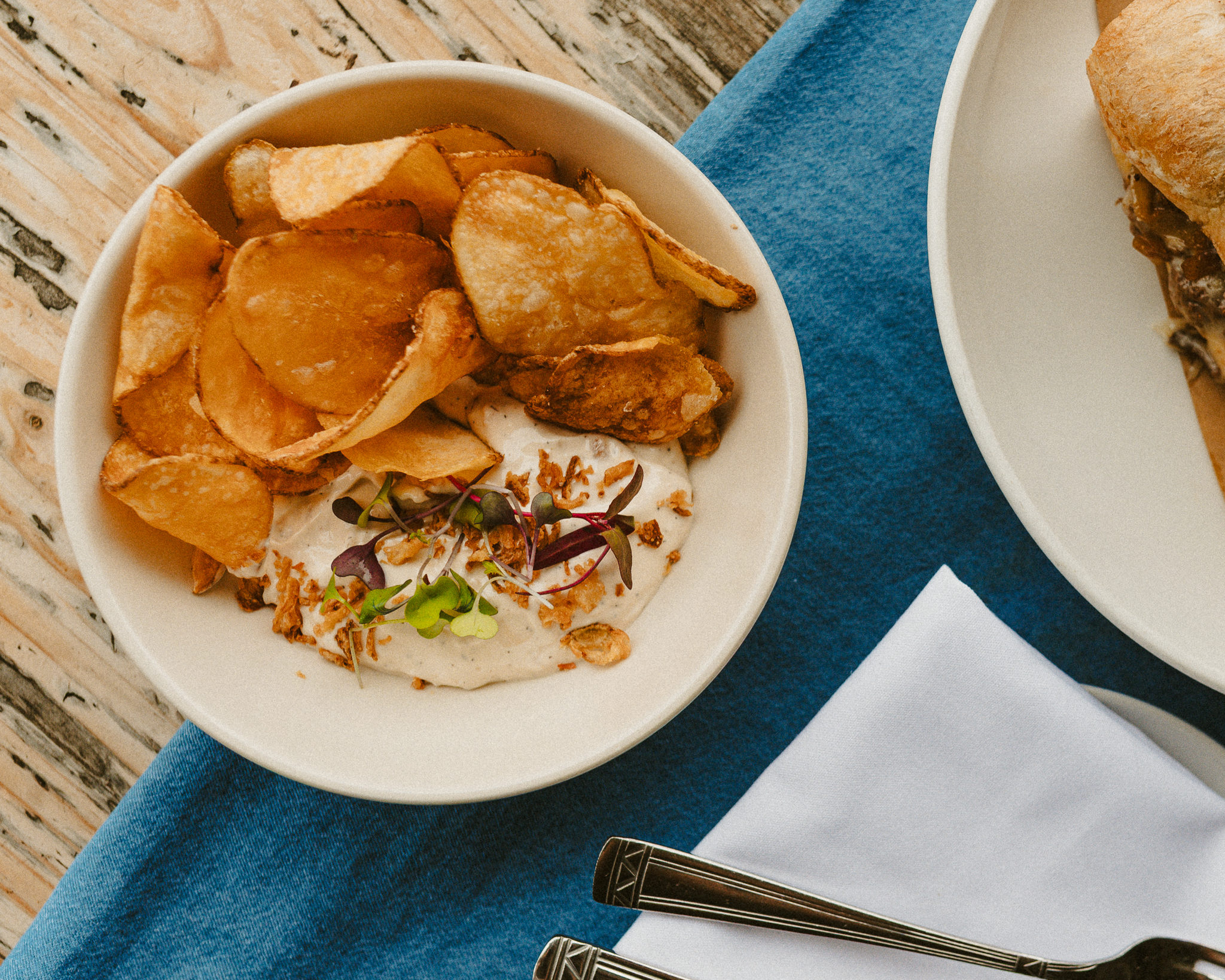 French Onion Dip with House Made Chips at Milo Waco