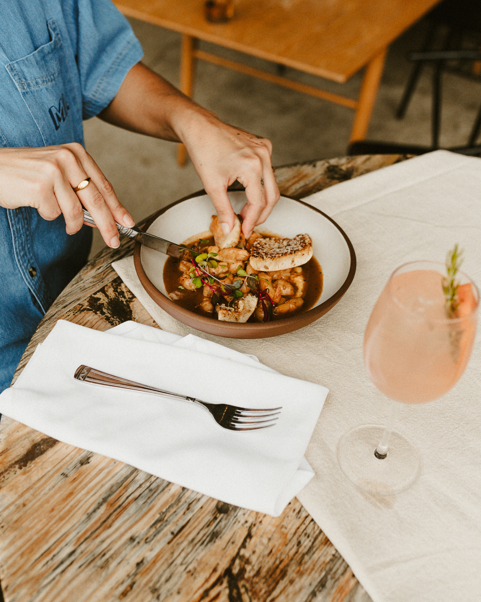 NOLA Style BBQ Shrimp and Grits with Garlic bread