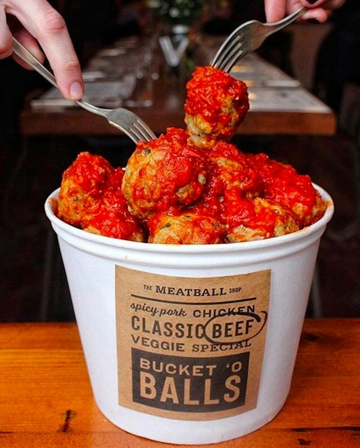 bucket of meatballs