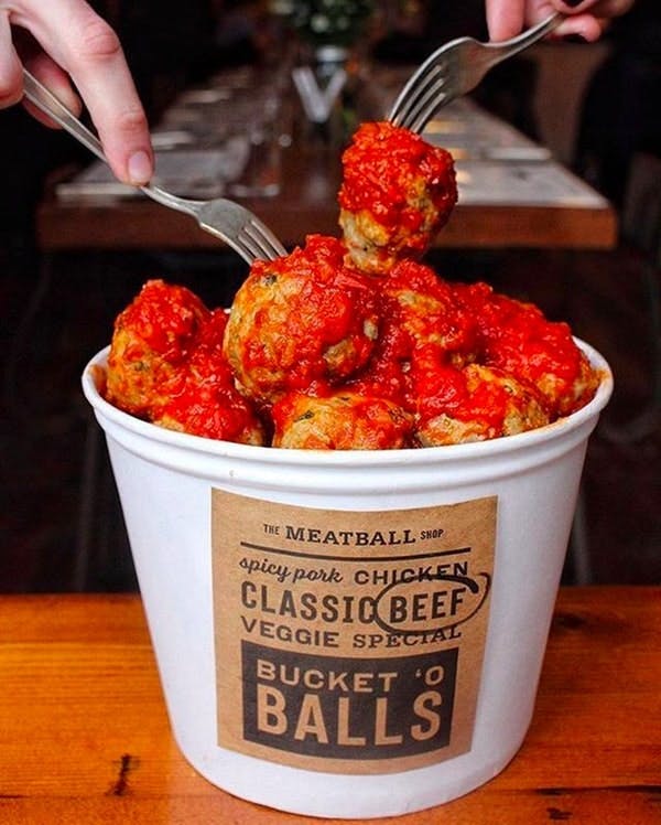 bucket of meatballs