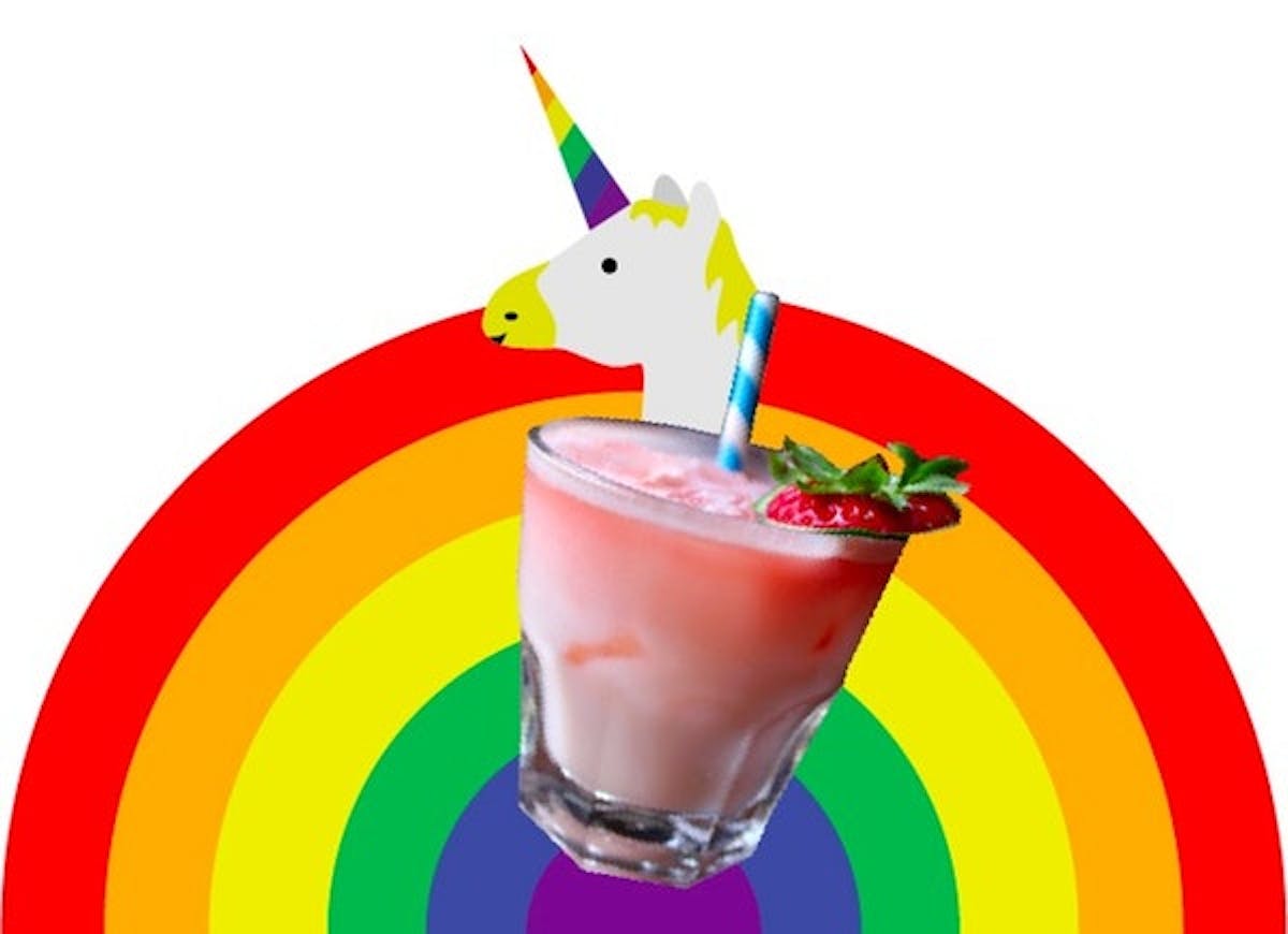 a drink on a rainbow