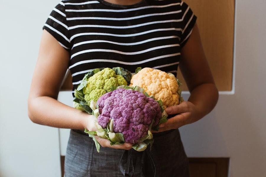 a woman with long cauliflower