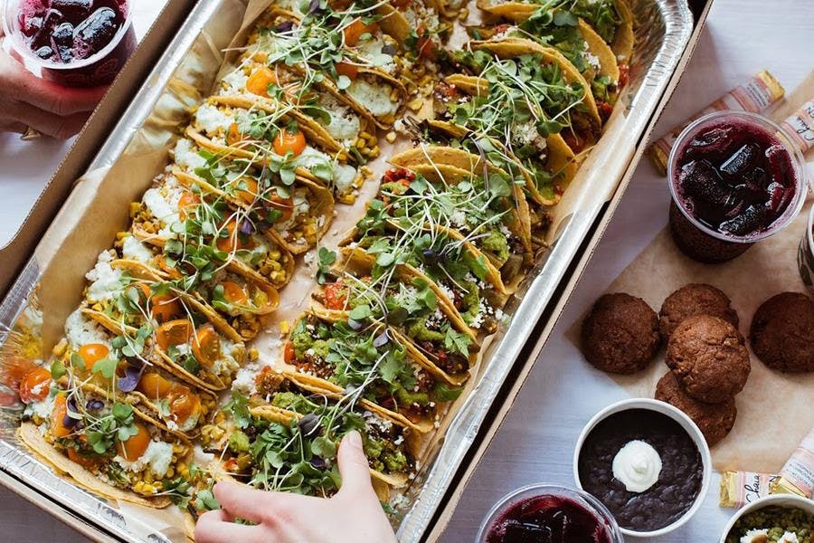 a tray of food on a table