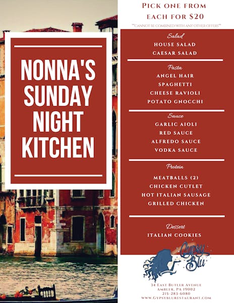 sunday offerings menu