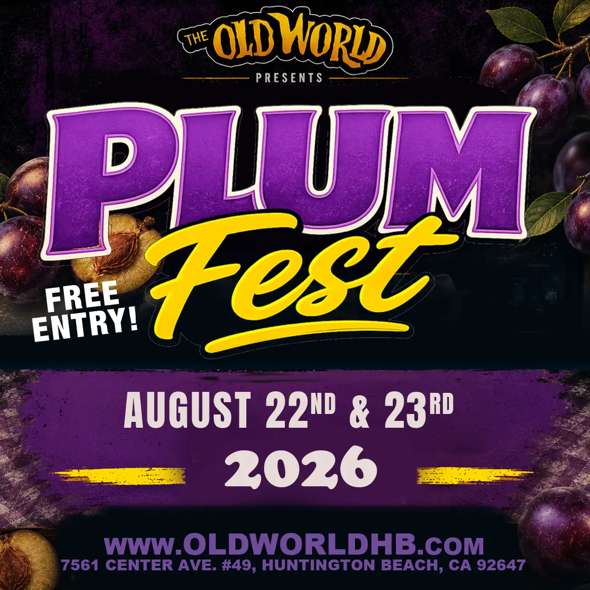 a purple and yellow poster