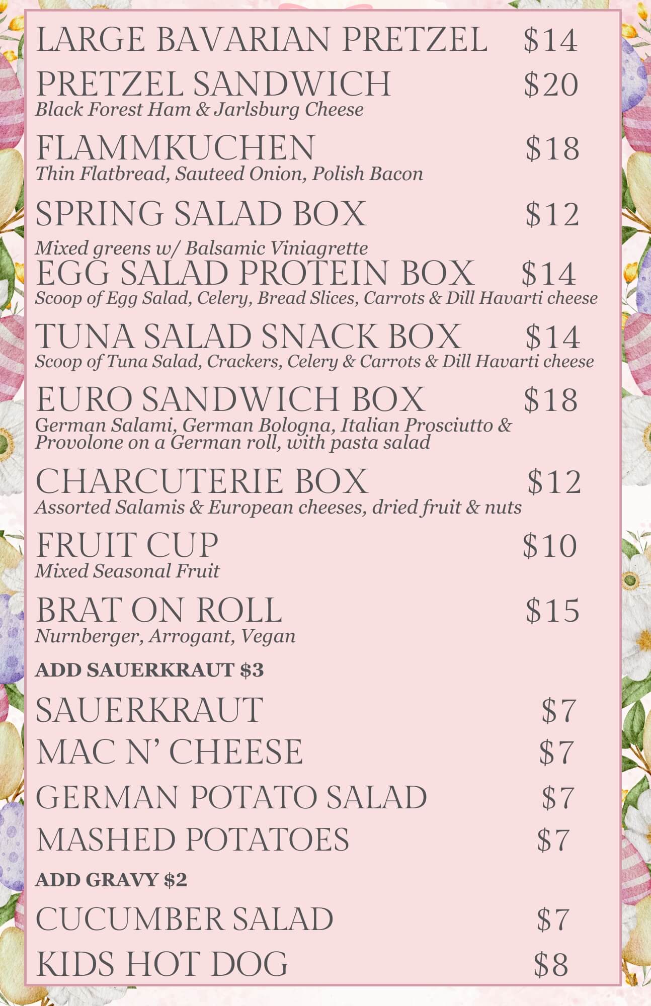 Willy's Grill Festival Menu at Spring Fest Old World Huntington Beach