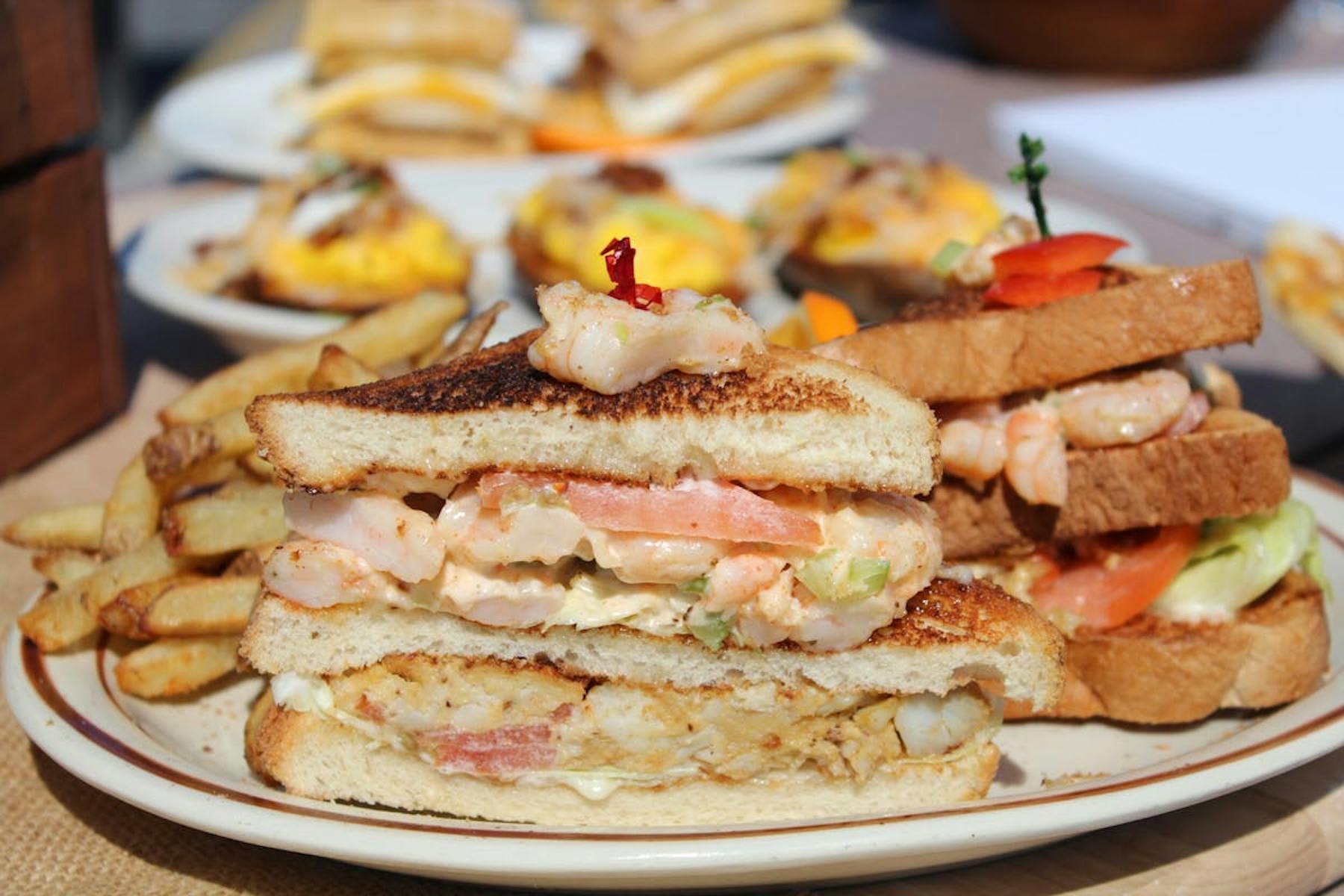 a close up of a sandwich and fries on a plate