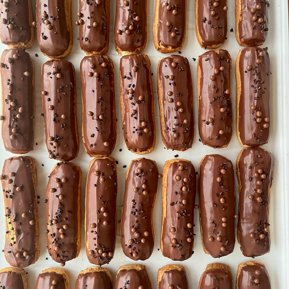 a donut sitting on top of a table
