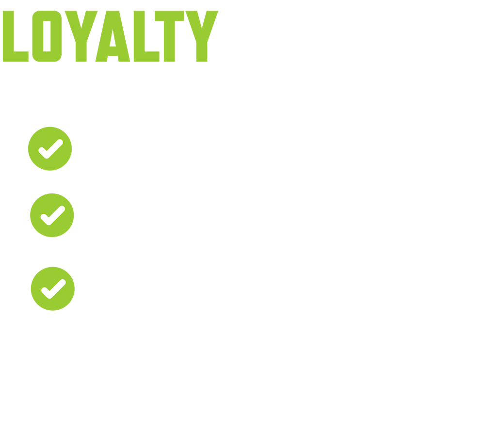 loyalty program. make purchases. collect points. redeem points to get free stuff! dont miss out and sign up for our loyalty rewards program upon checkout