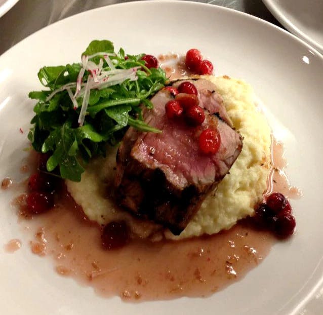 a close up of food on a plate