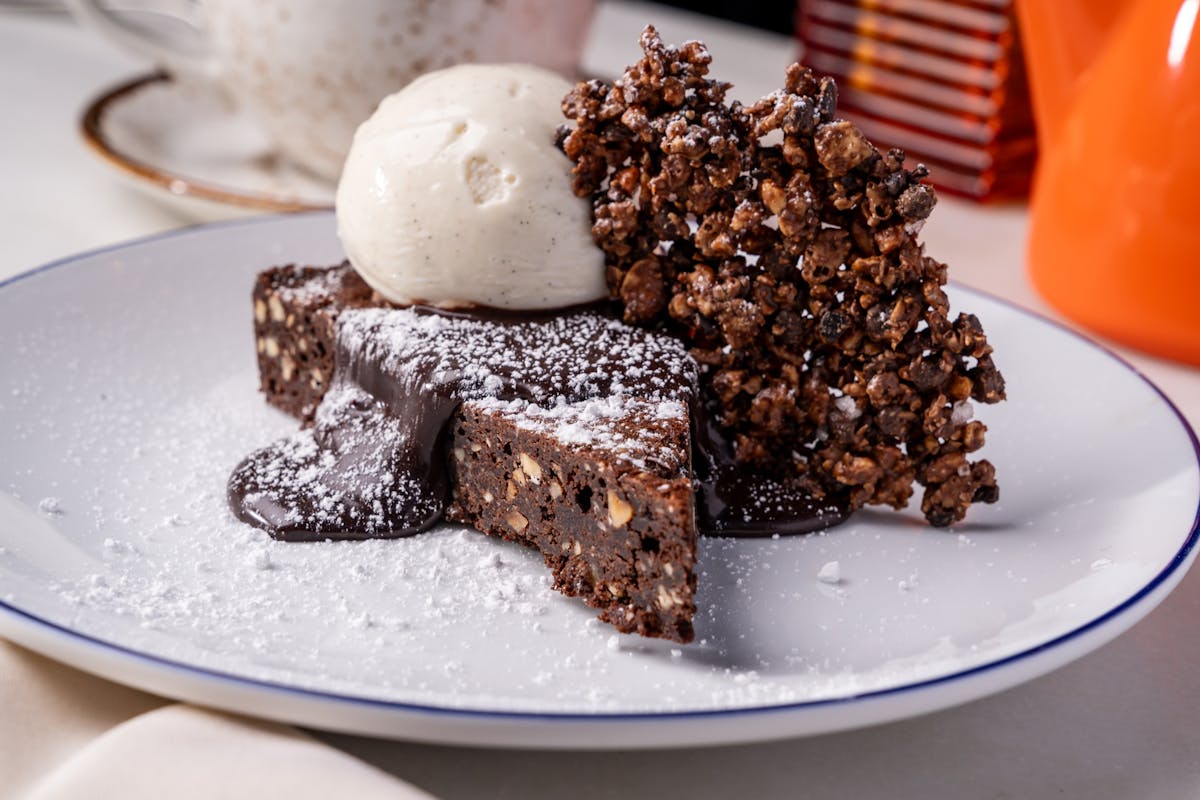 a piece of chocolate cake on a plate