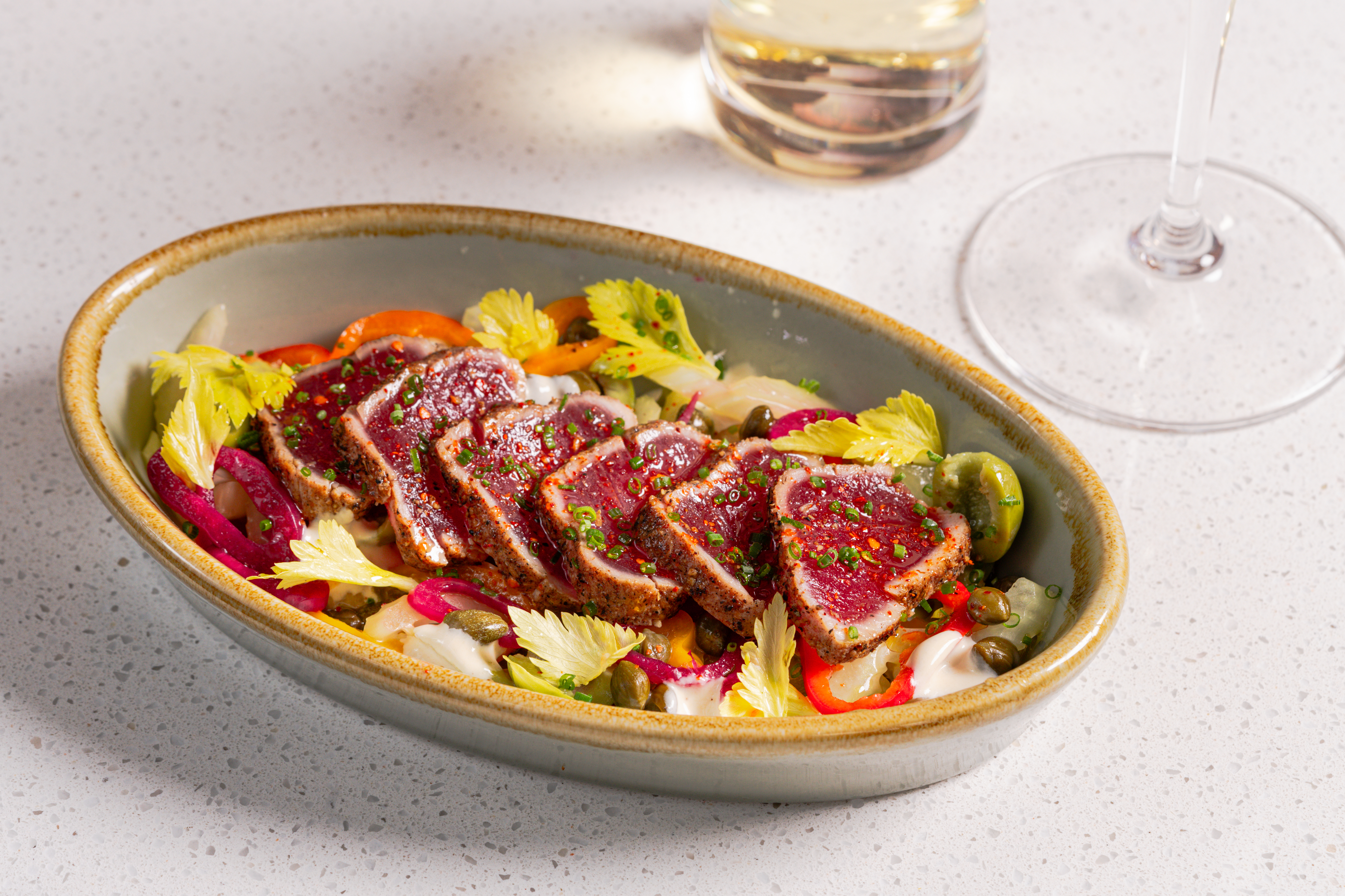 a plate of food on a table