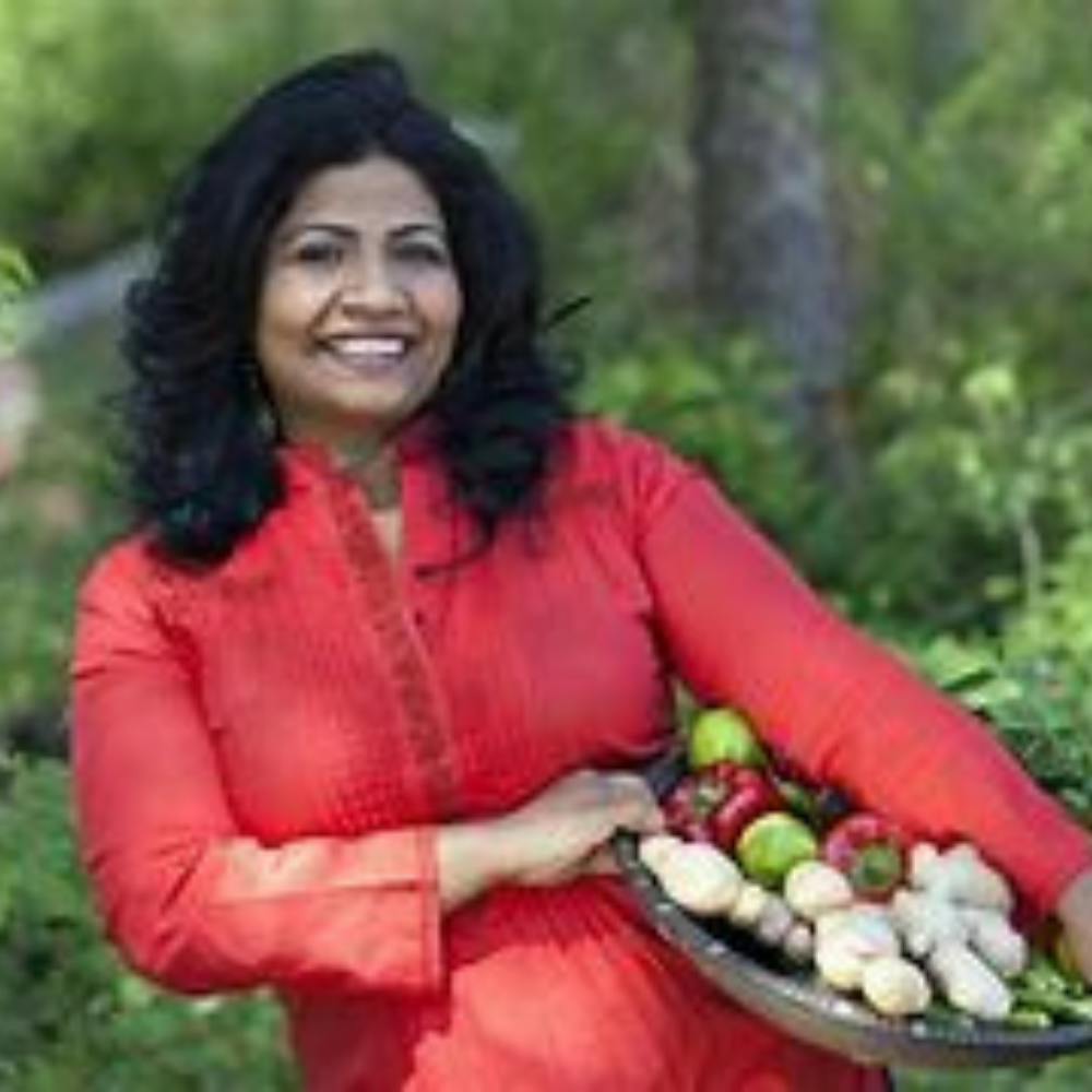 a person sitting in a garden