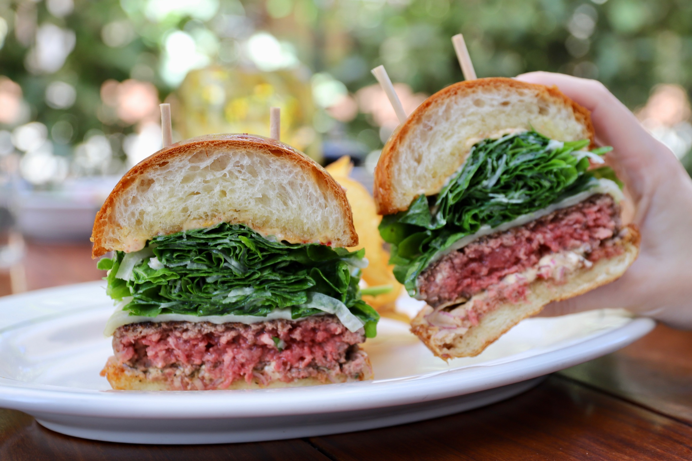 a sandwich cut in half on a plate