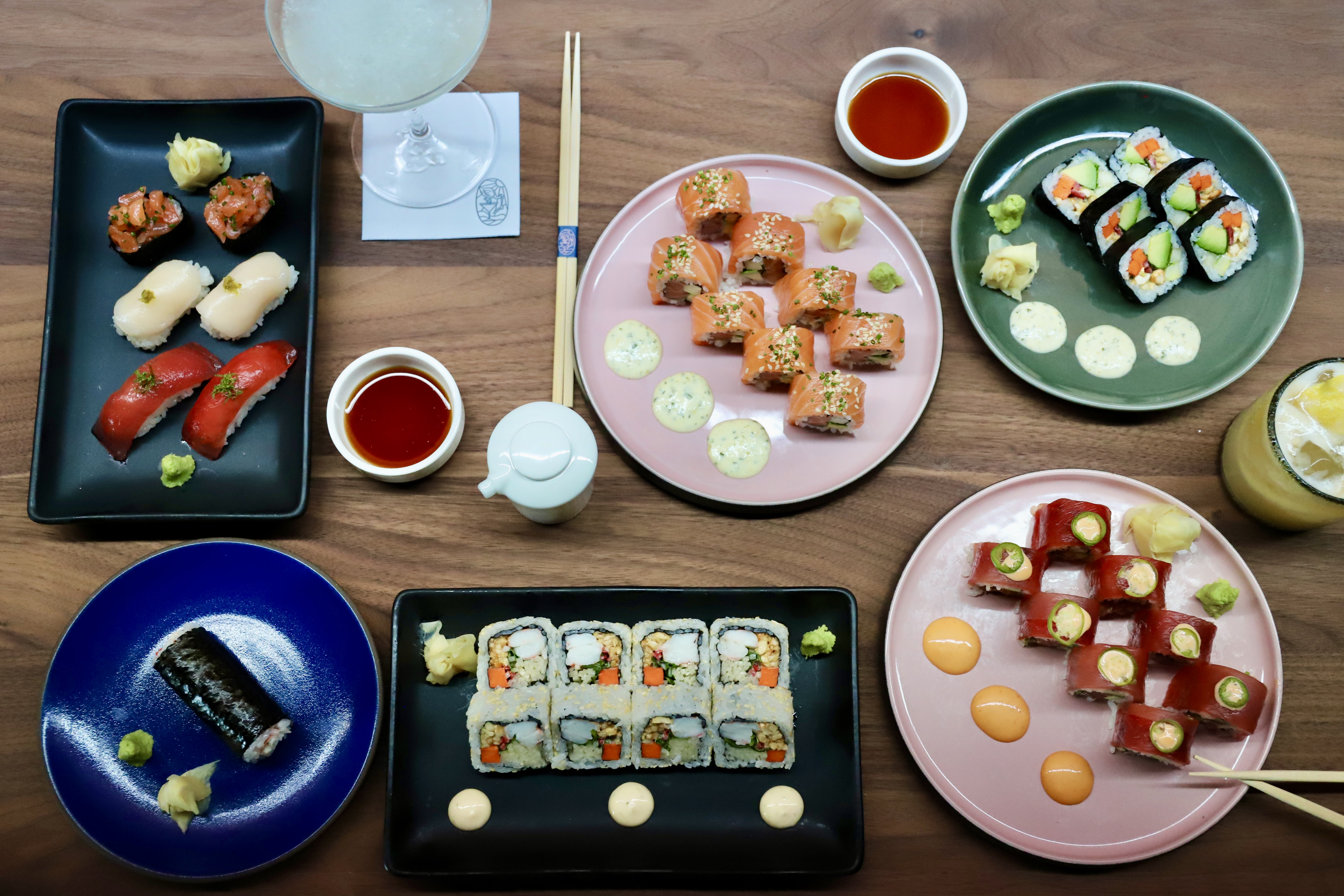 a bunch of different types of food on a table