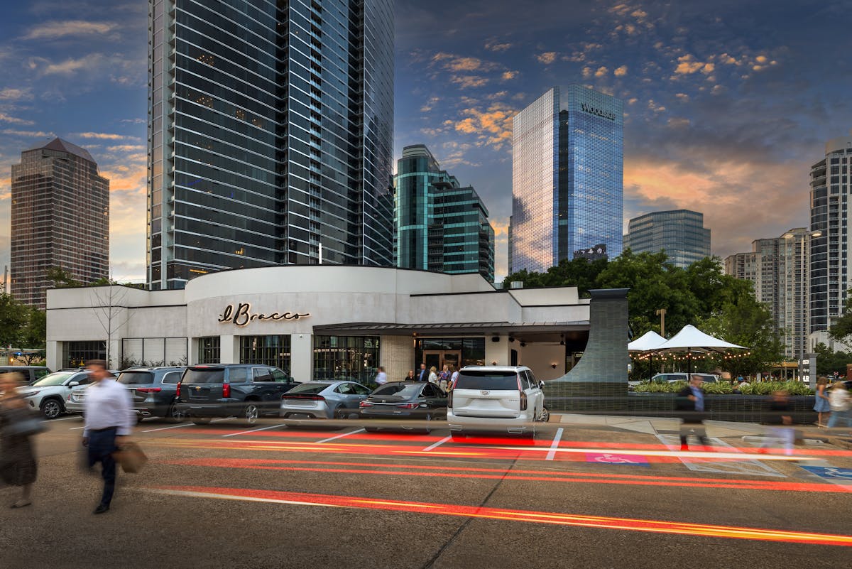 a group of people on a city street