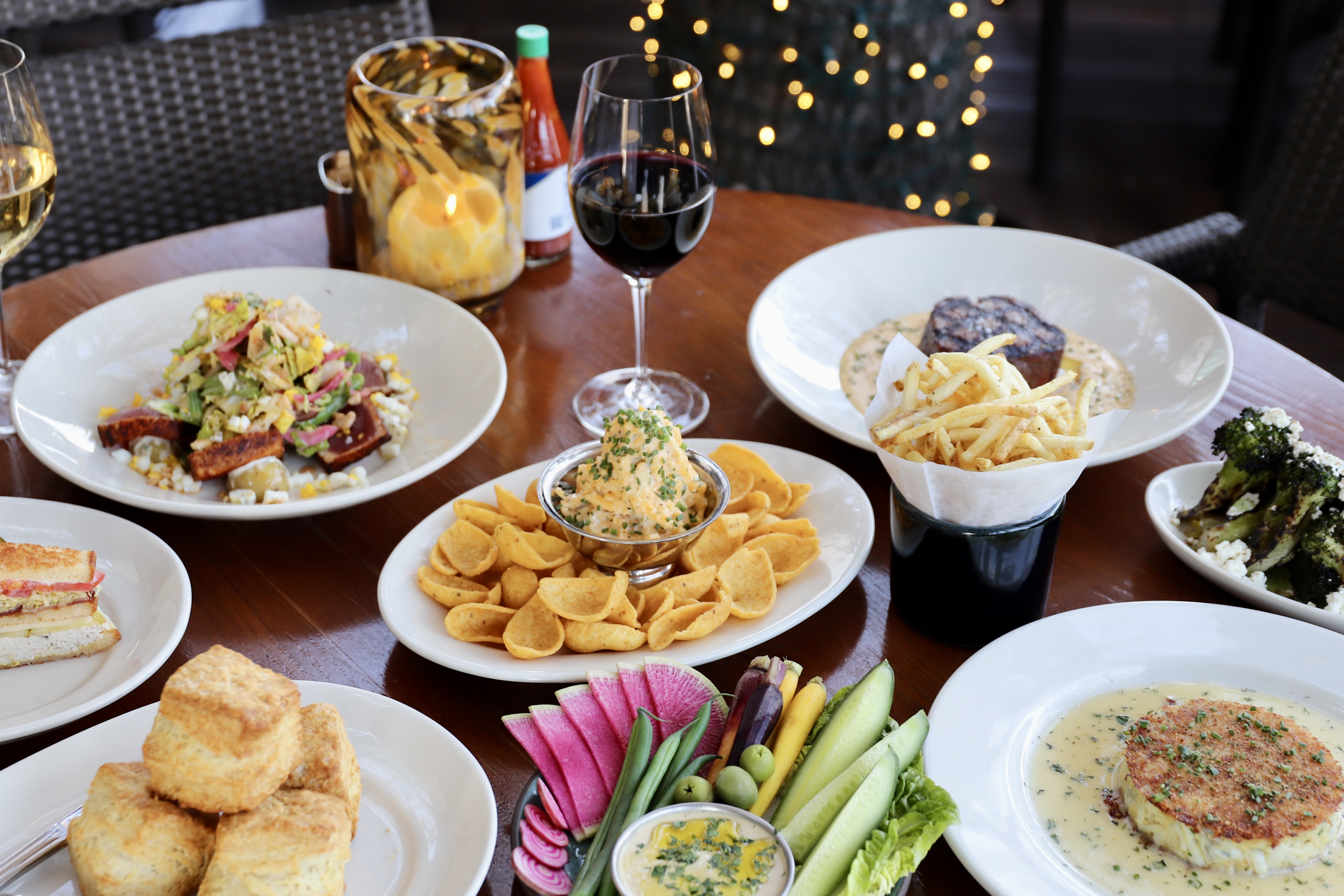 a table topped with plates of food on a plate