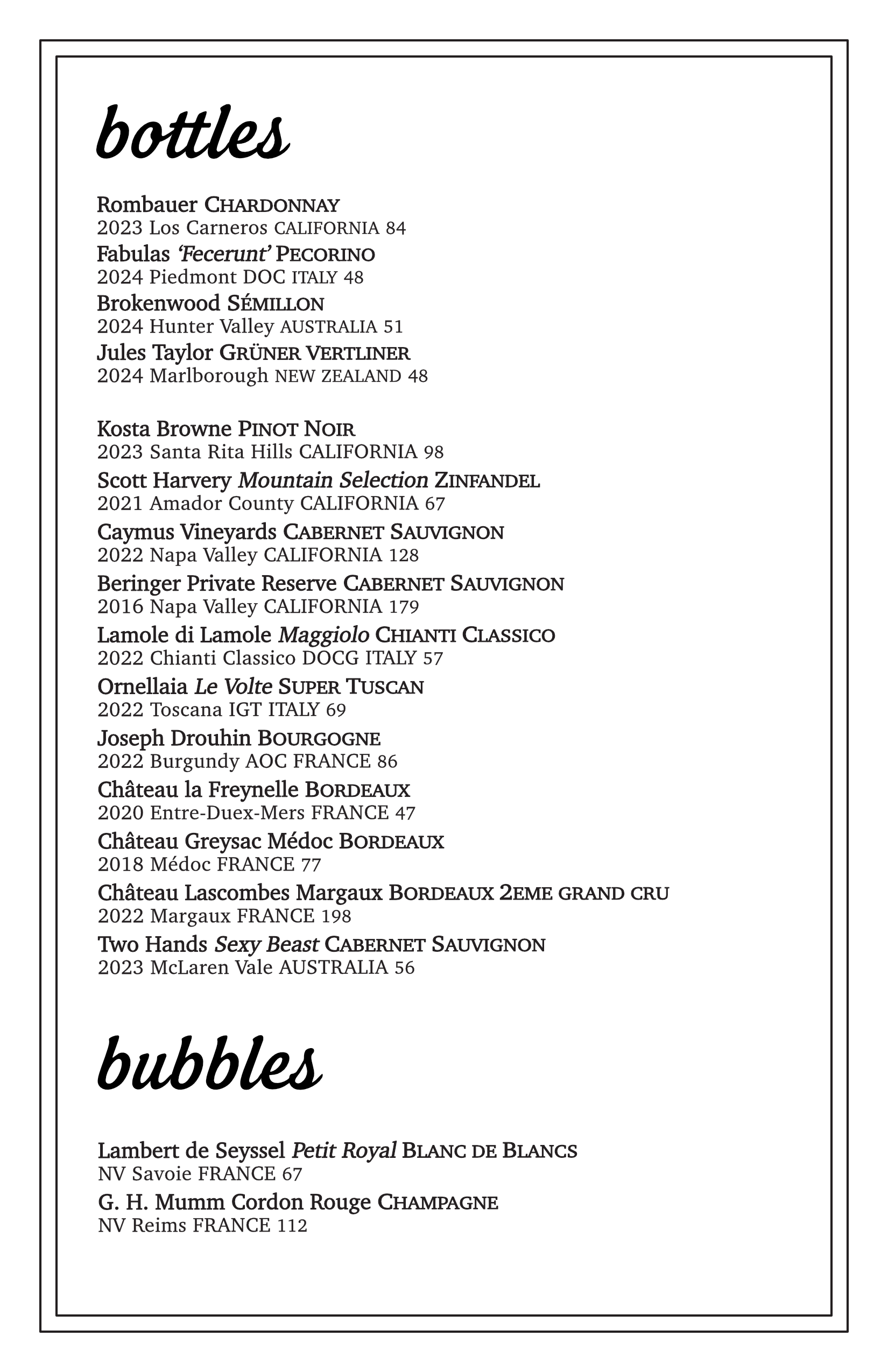 a list of wineries with black text