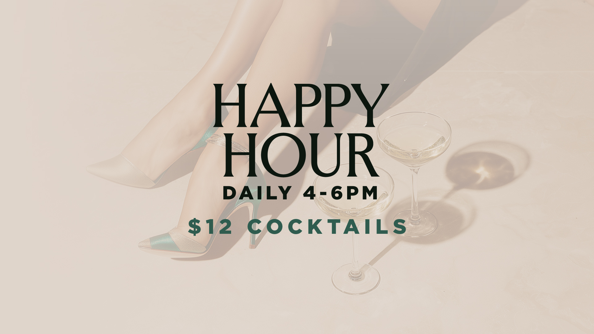 Happy Hour every Day at Gatsby's. 4pm - 6pm with cocktails lite bites and more. 
