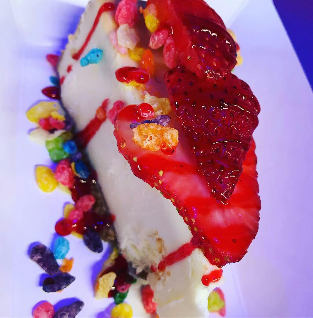 a close up of a piece of cake on a plate