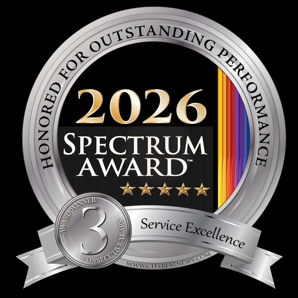 a silver and gold logo