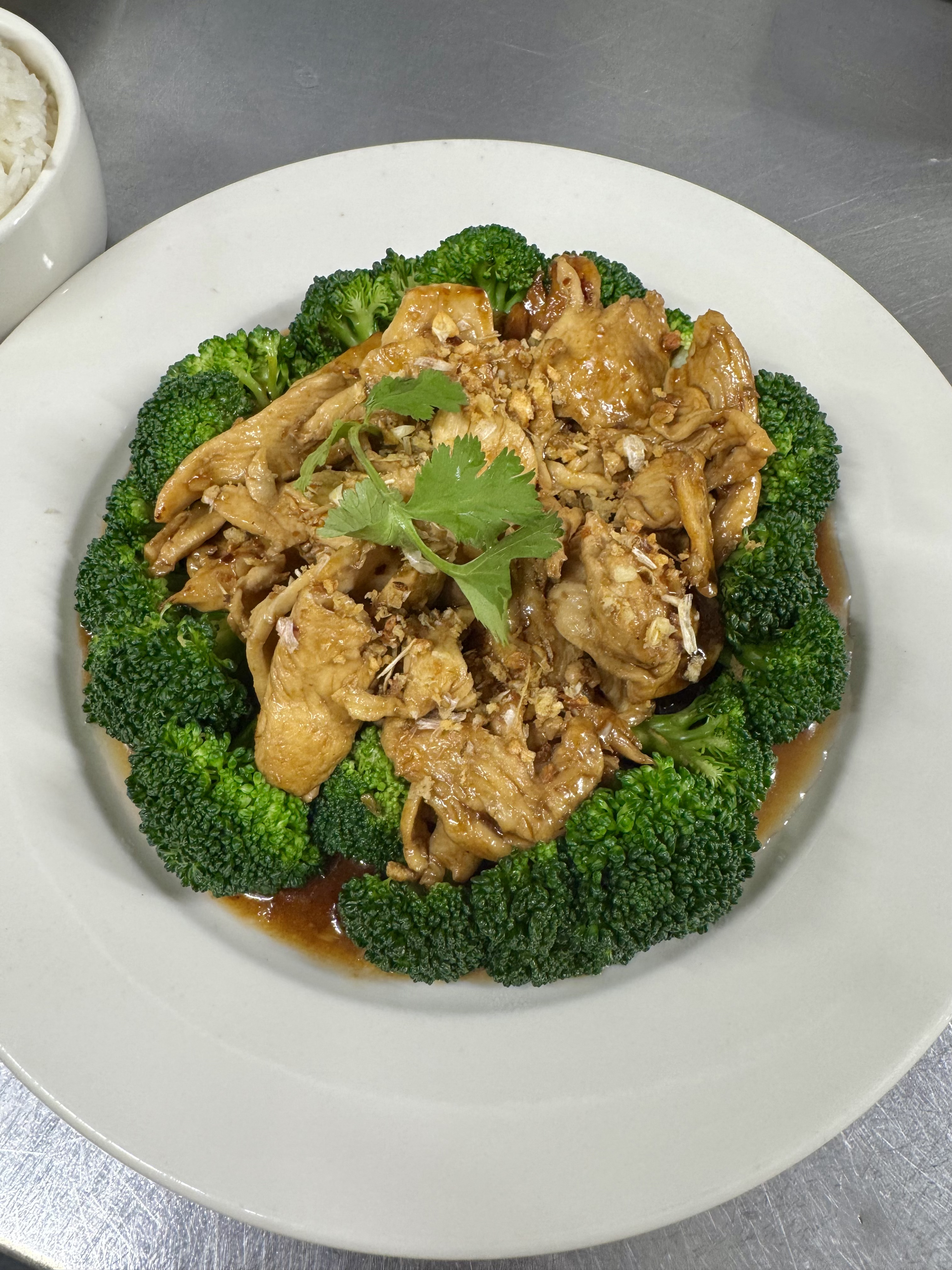 a plate of food with broccoli