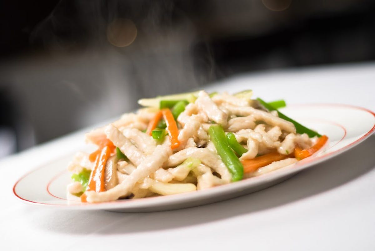 a close up of a plate of food on a table