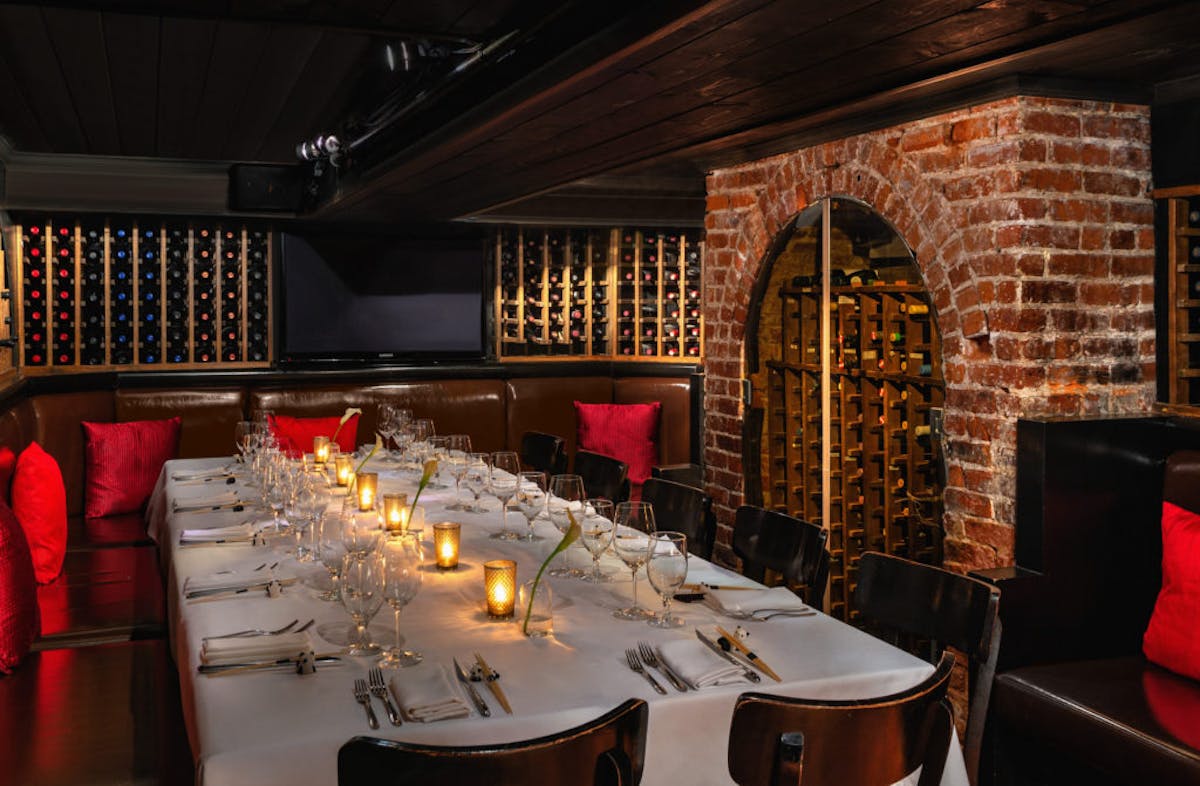 a dining room with furniture