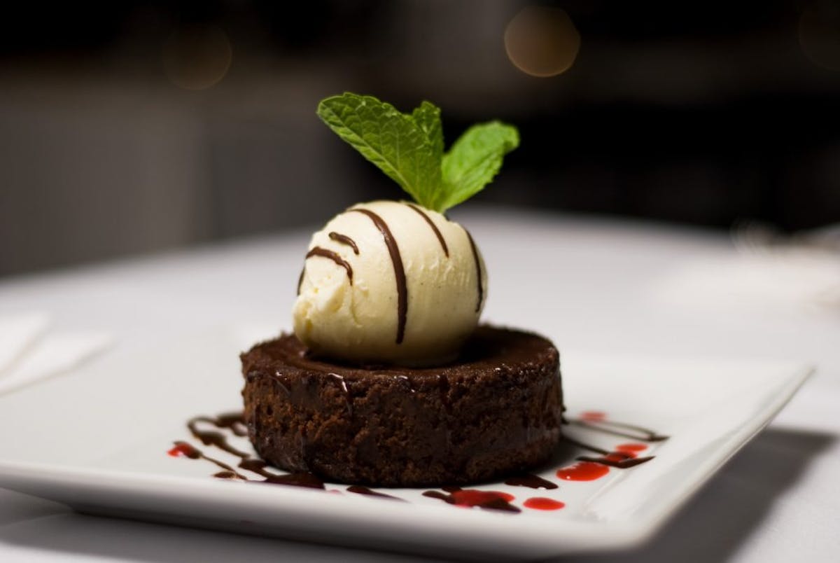 a piece of chocolate cake on a plate