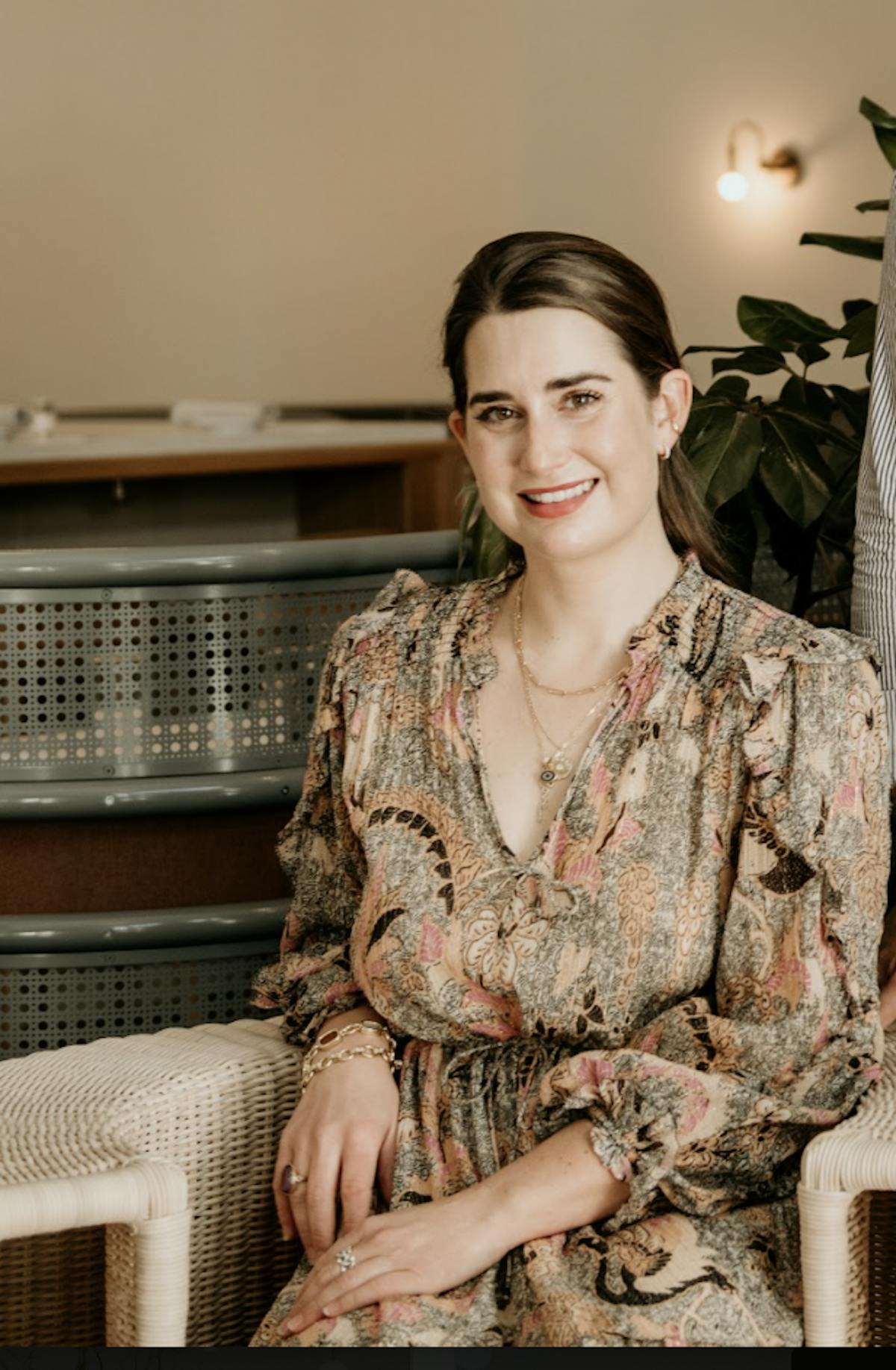 a woman sitting in a chair