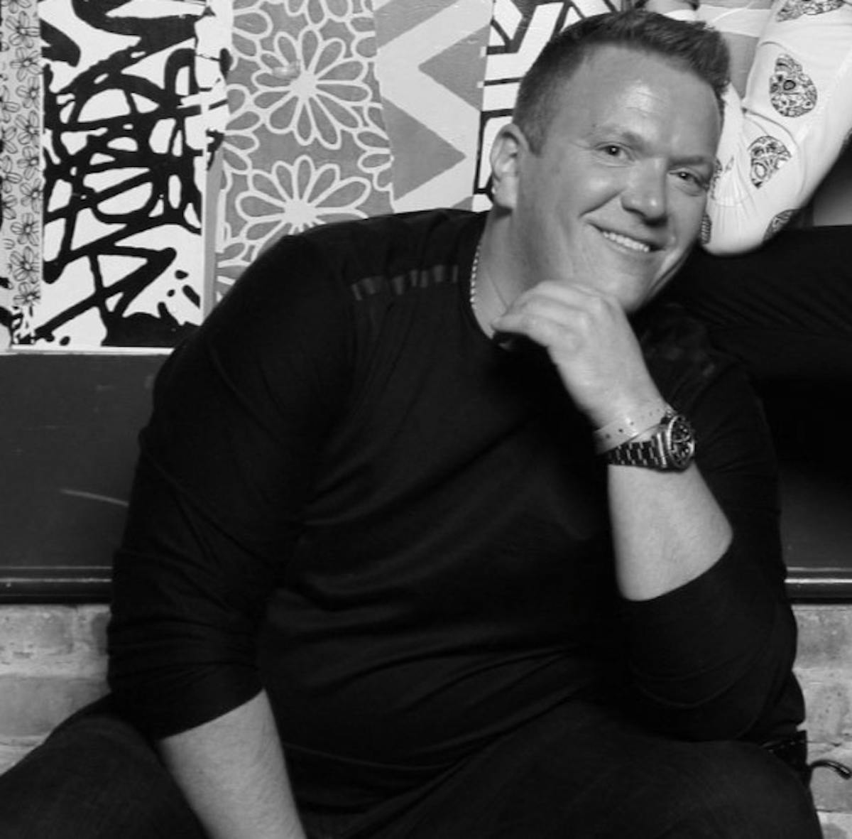 a man sitting on a table