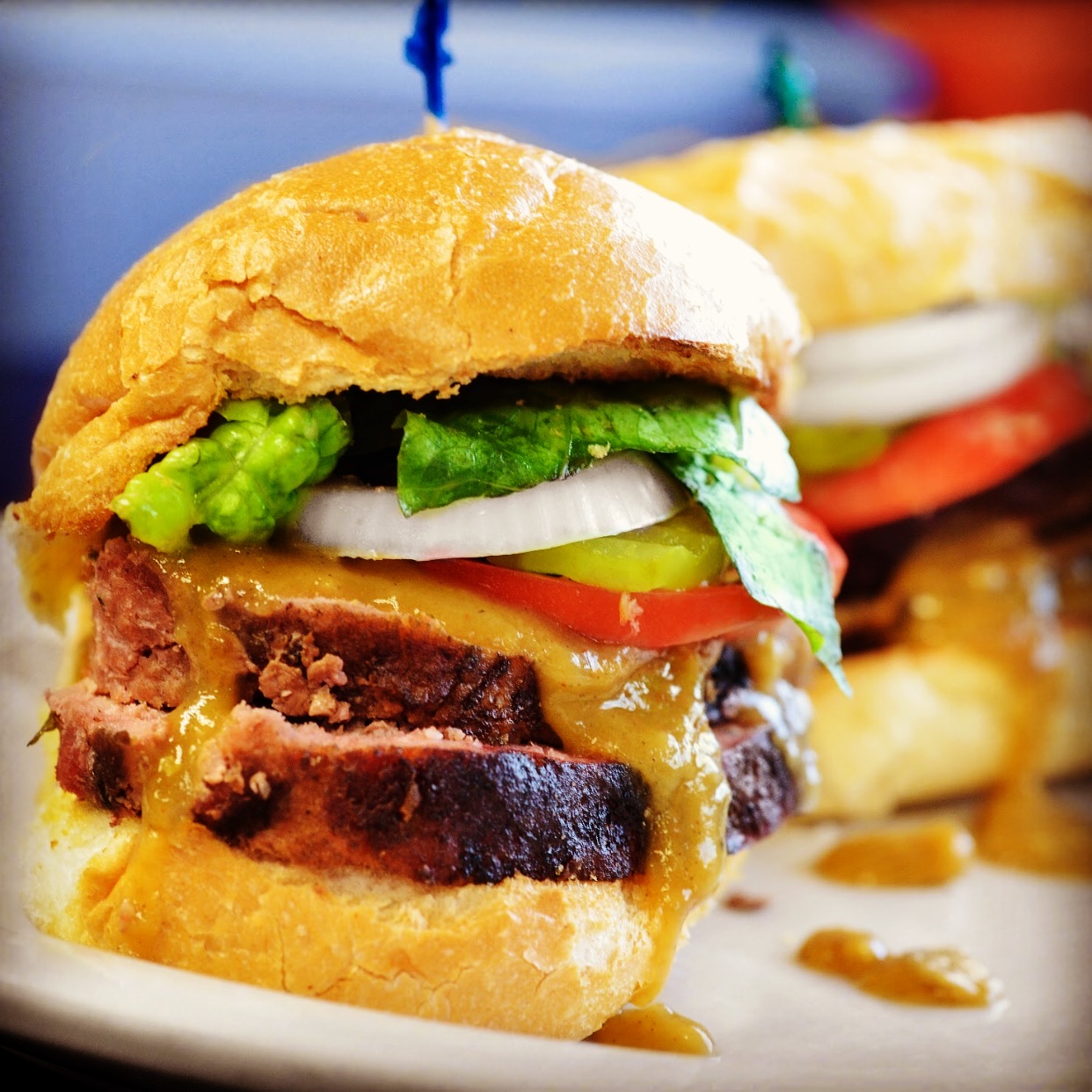 a close up of a sandwich on a plate