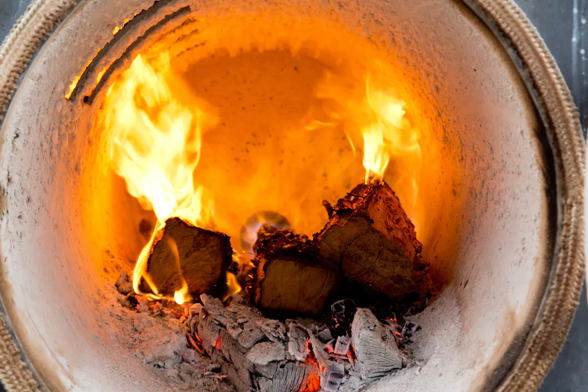 a close up of a fire