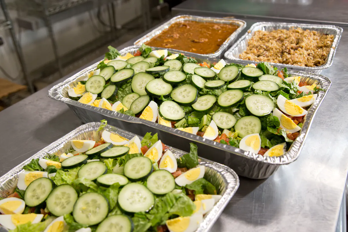 a tray of food on a table