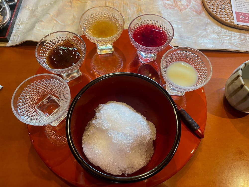 a table topped with plates of food on a plate