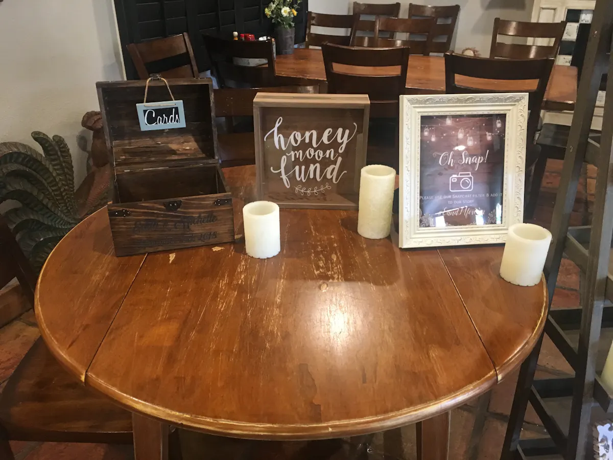 a close up look to a brown table
