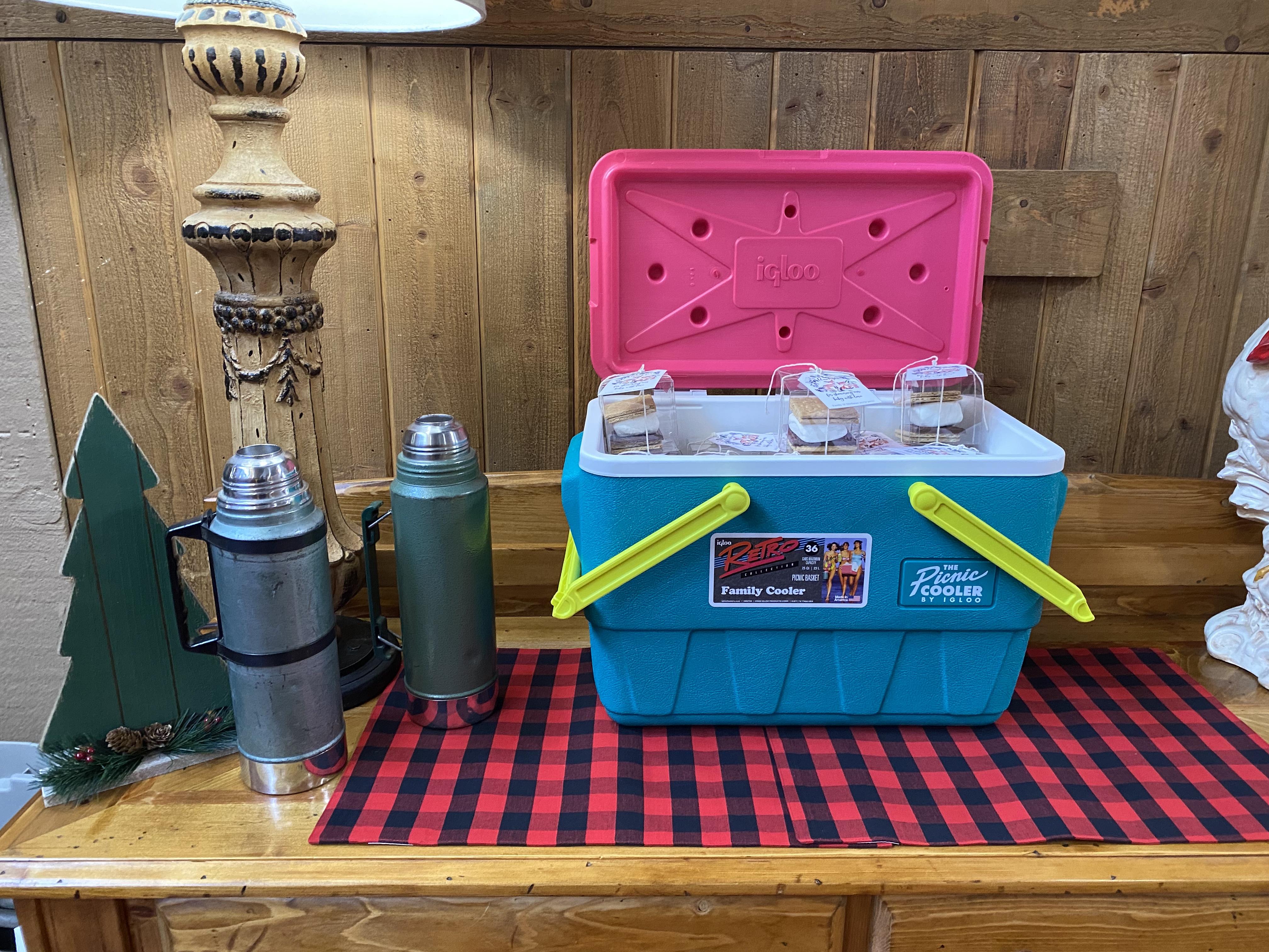 a cooler on a table
