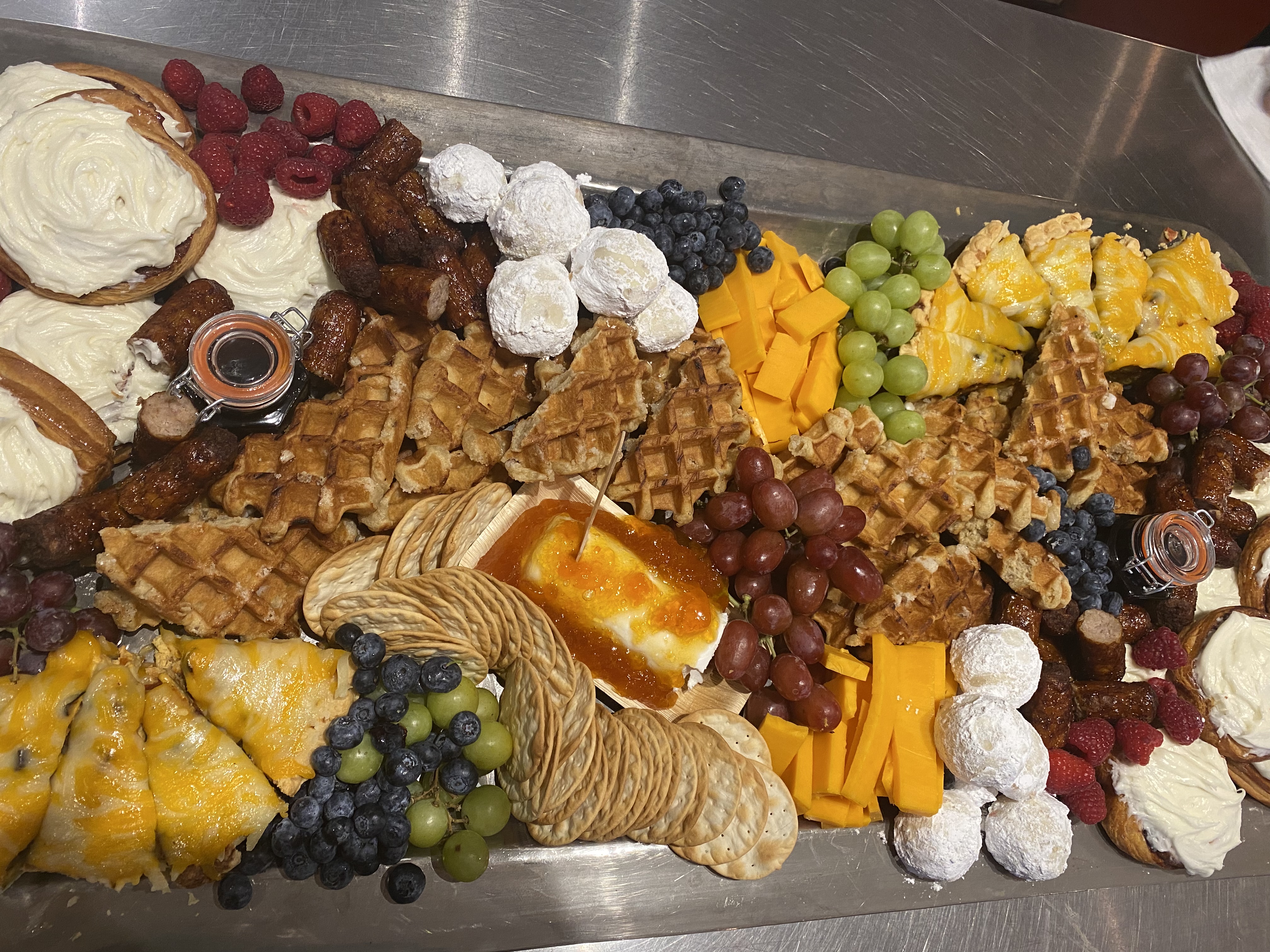 a close up of many different types of food