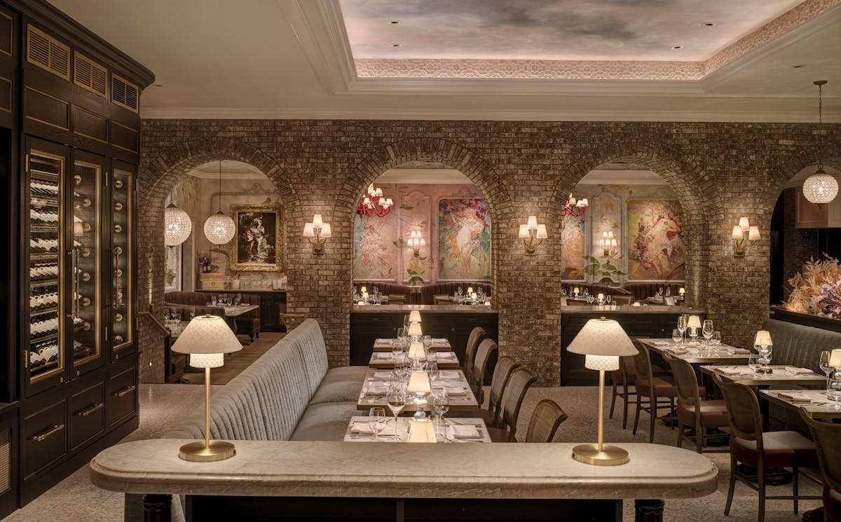 a room filled with furniture and a fireplace