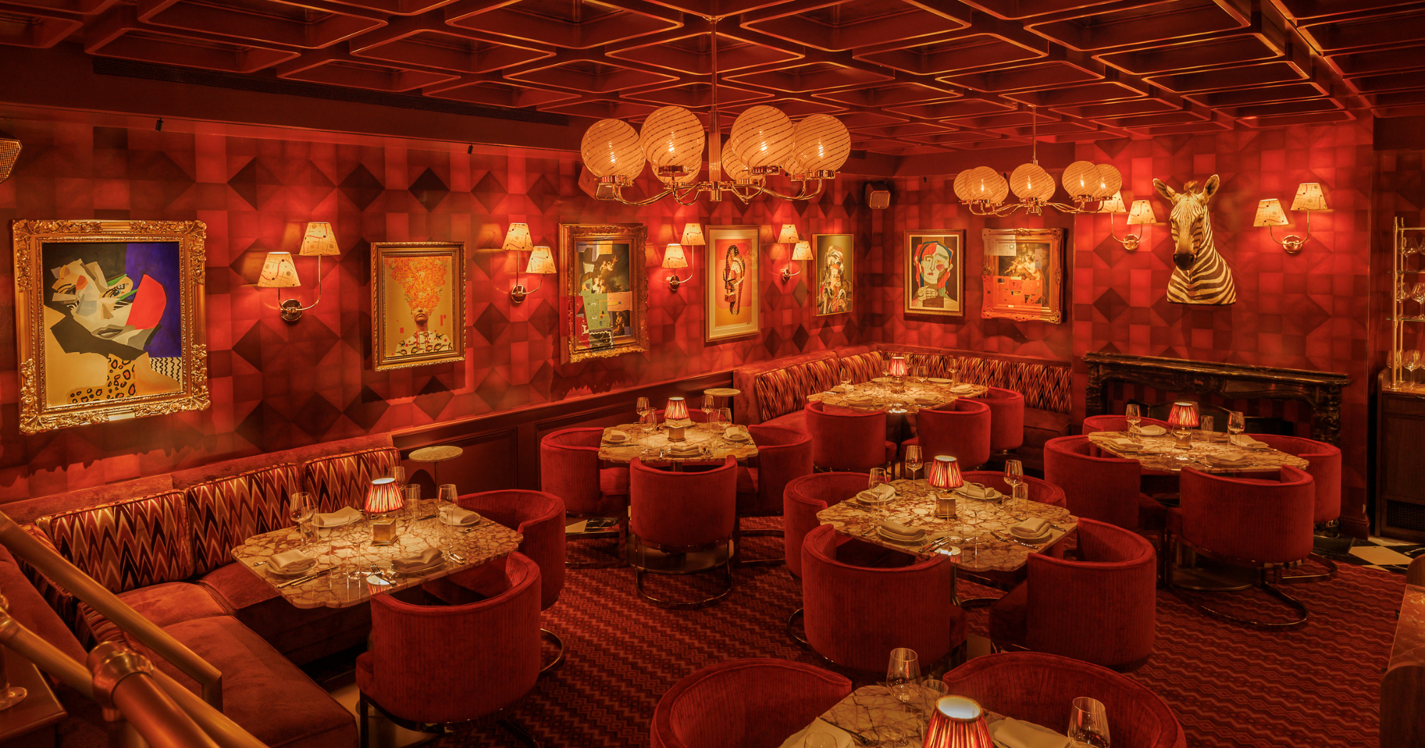 a room with tables and chairs