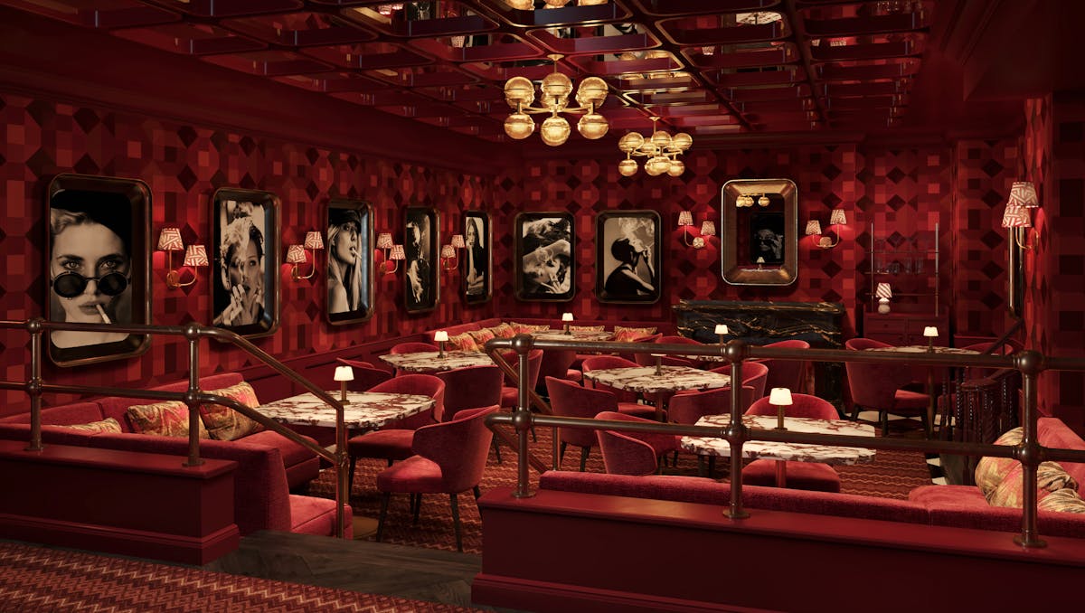 a room with tables and chairs