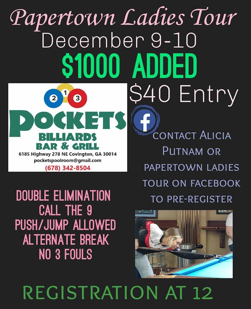 PaperTown Ladies Tournament Pockets Billiards Pool & Billiard Hall