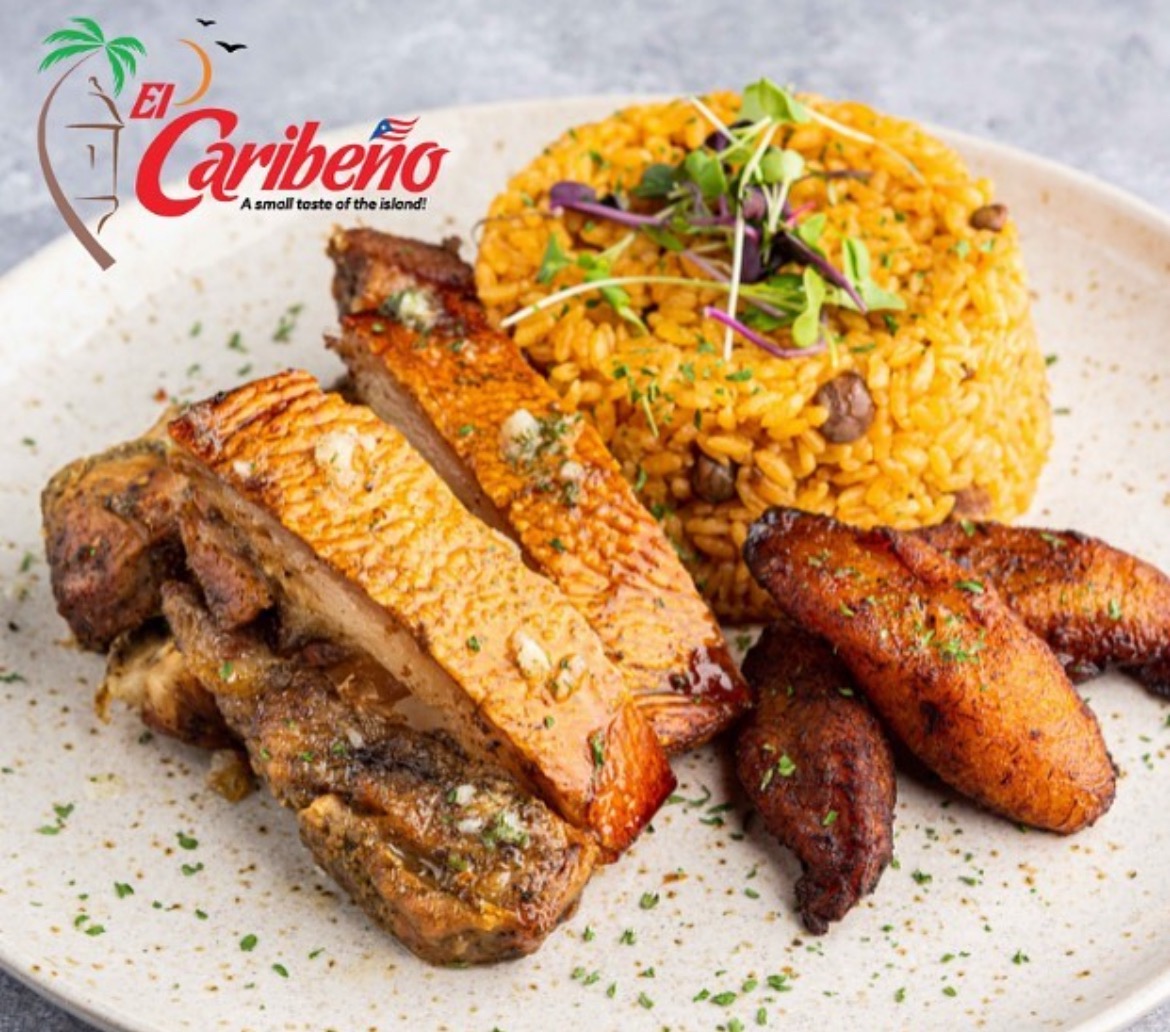 a plate of meat and rice