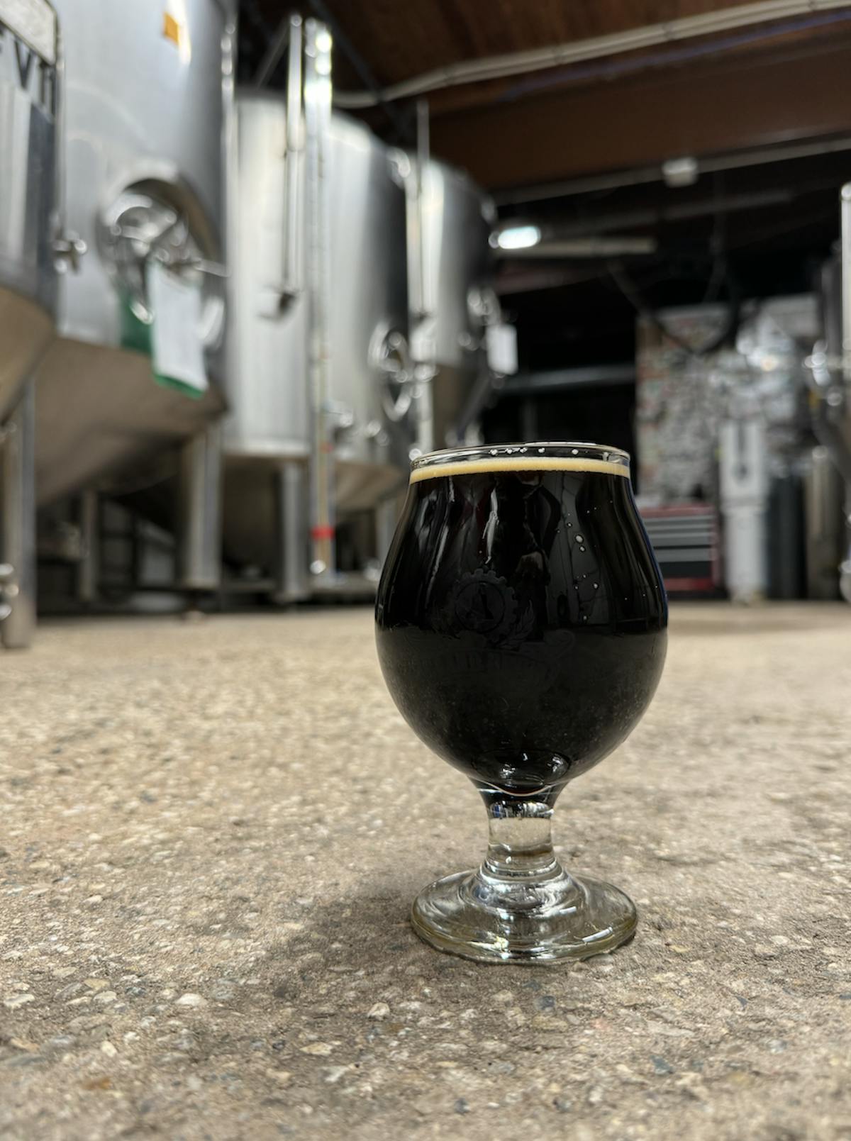 A snifter of the Black Ace Imperial Stout